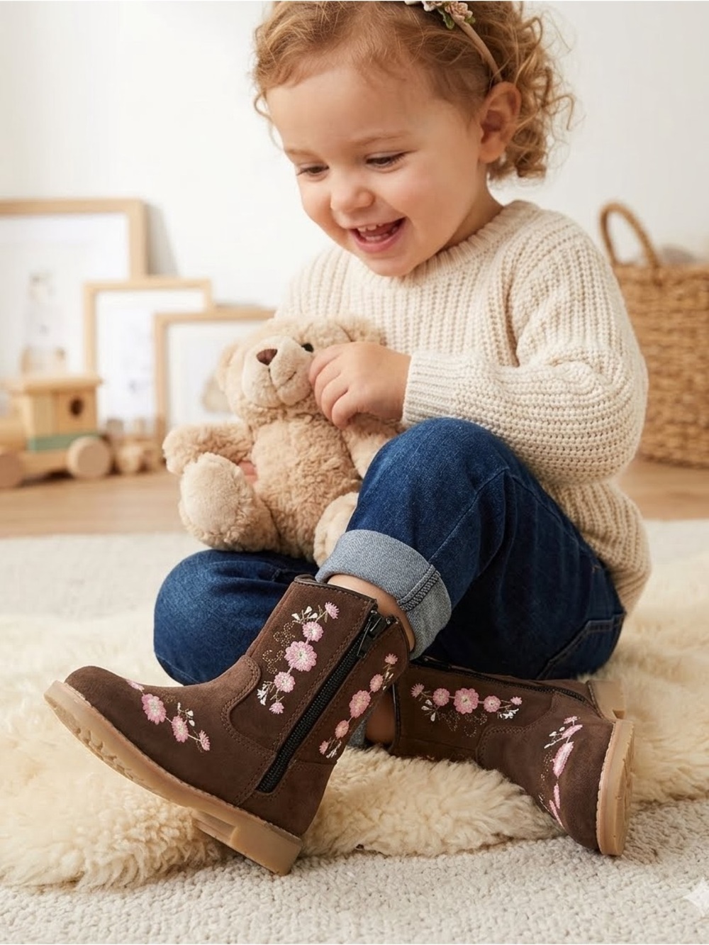 Rock EM Little Girls' Brown Boots (Dark Brown Suede), BOHO/Folk Style - Size 13